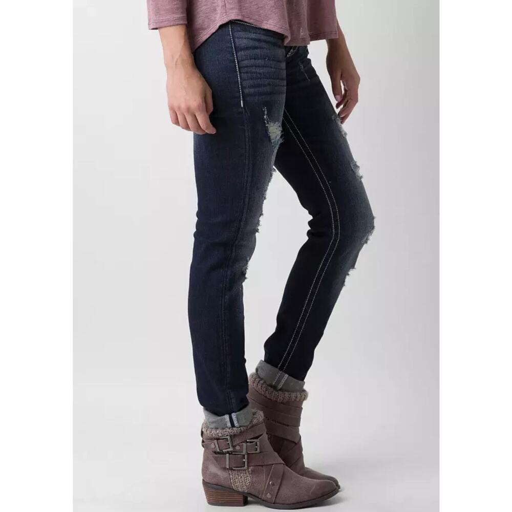 Buckle BKE Sabrina Distressed Stretch Medium Wash Jeans Size 28R   Style# ABK253 - Picture 2 of 15